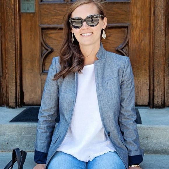 Veronica Beard Orchid Chambray Upcollar Jacket Size 4